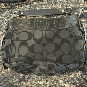 Black Coach Coach Medium Signature Zoe Hobo F0998-12667